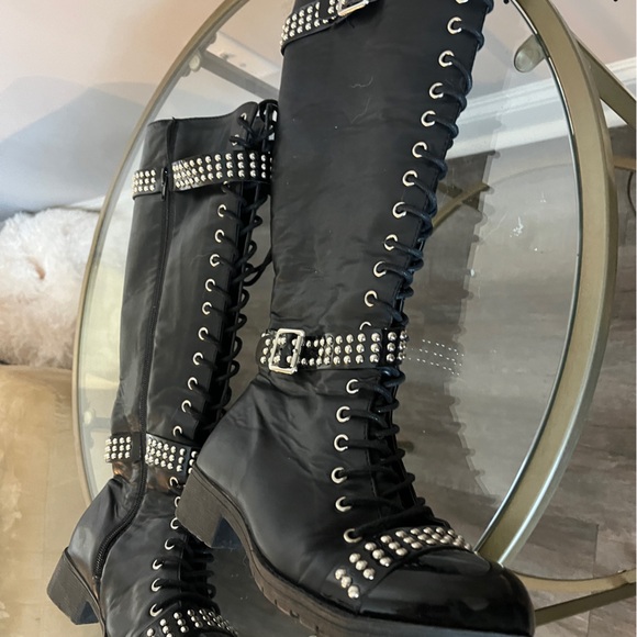 Dolls Kill Studded Zip Boot, Size 6 - Picture 2 of 3